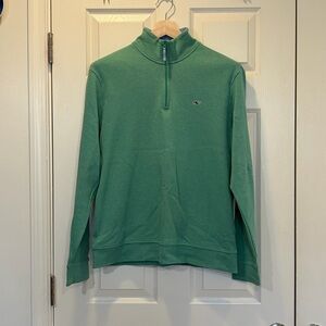 Vineyard Vines Men’s 100% Pima Cotton Long Sleeve 1/4 Zip Green Blue Medium